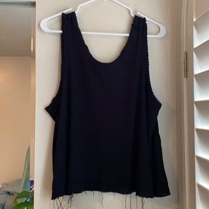 Free People oversized Frayed Tank in Black
